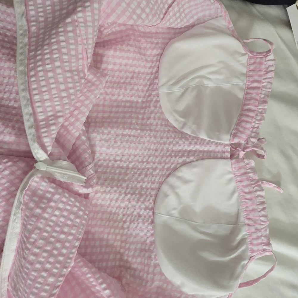 No Boundaries Pink Gingham Mini Dress Juniors L 11-13 Cottagecore - Picture 8 of 10